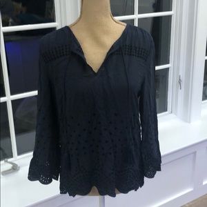 {Ecru}  Royale blue v-neck blouse